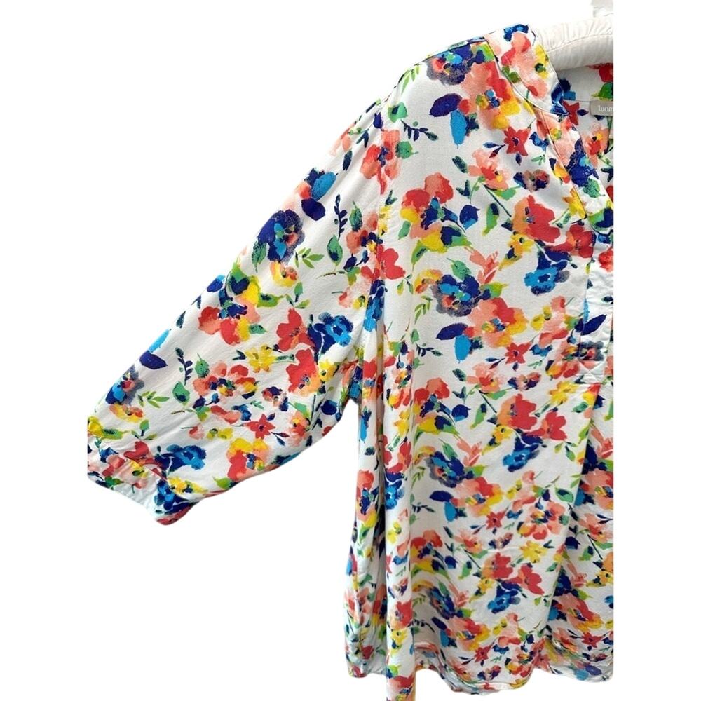 WOMAN WITHIN | Plus Button Front Floral Blouse Lightweight Top | Size 18/20 - Picture 3 of 7